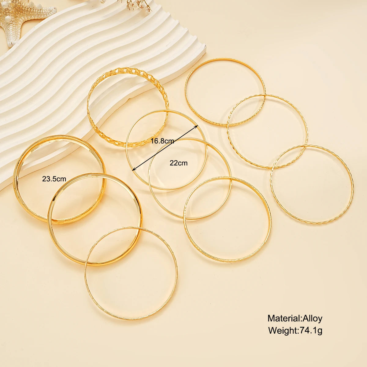 10-Piece Elegant Multilayer Bracelet Set – Delicate Twist Design, Adjustable Sparkling Bangles for Women