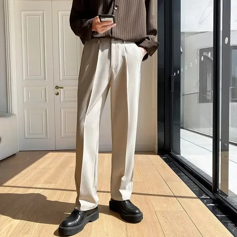 Men’s Smart Casual Pants – Slim Fit, Lightweight Polyester, Daily Spring/Summer Wear