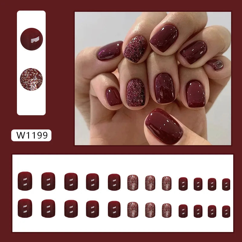 24pcs Pink Gradient Press-On Nails – Yellow Flower Design, Glossy Finish, Reusable Full Cover