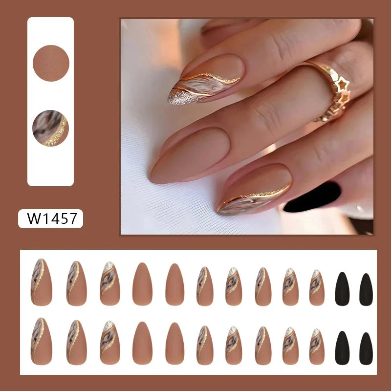 24pcs Pink Gradient Press-On Nails – Yellow Flower Design, Glossy Finish, Reusable Full Cover