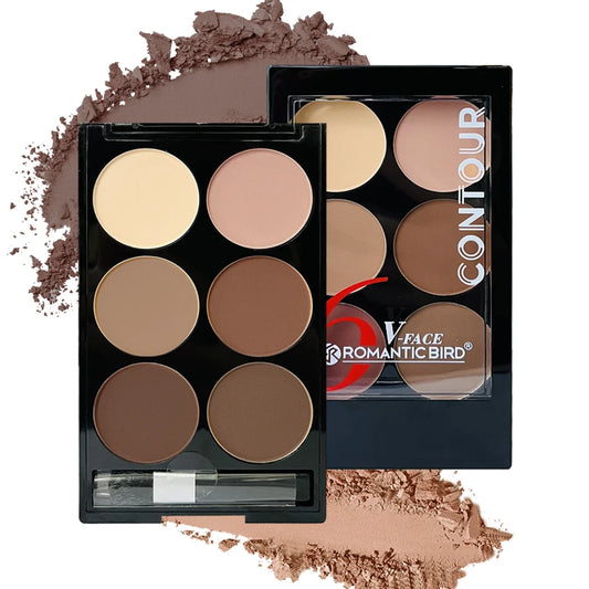 6-Color Professional Contour & Highlight Palette – Face Powder with Brush for Sculpting, Bronzing & Color Correction
