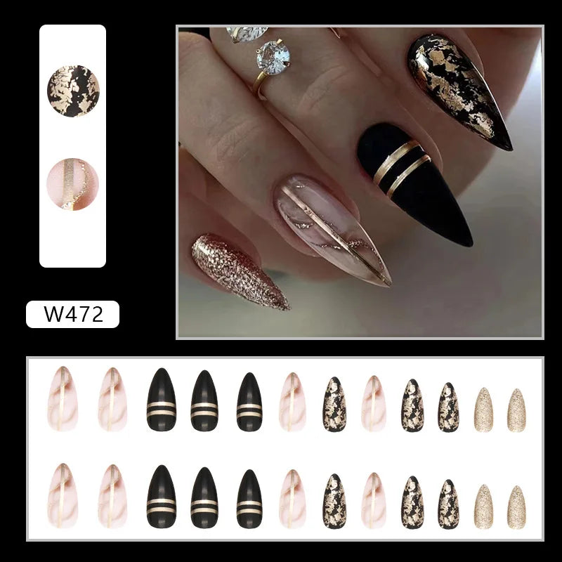 24pcs Pink Gradient Press-On Nails – Yellow Flower Design, Glossy Finish, Reusable Full Cover