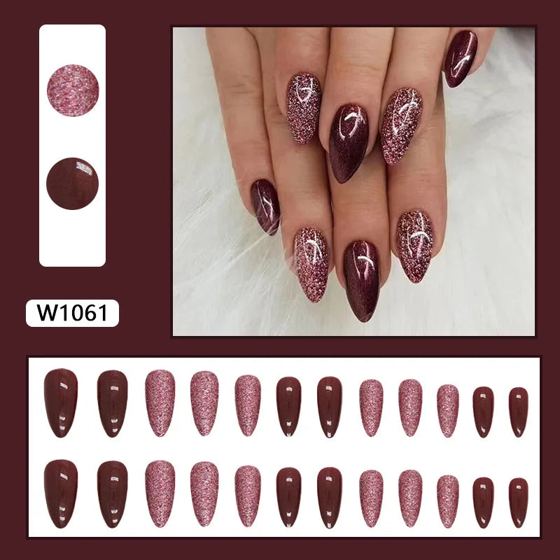 24pcs Pink Gradient Press-On Nails – Yellow Flower Design, Glossy Finish, Reusable Full Cover
