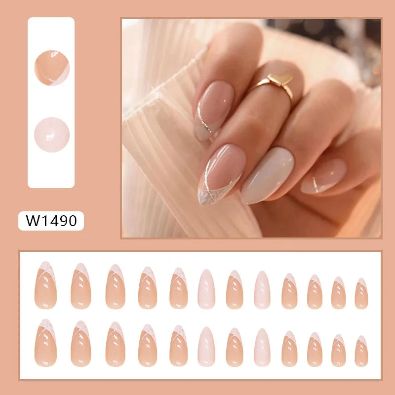24pcs Pink Gradient Press-On Nails – Yellow Flower Design, Glossy Finish, Reusable Full Cover