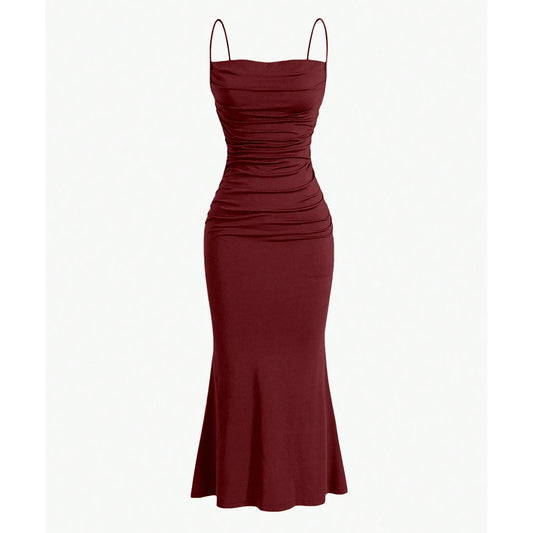 Mia Muse Women's Maxi Party Dress – Spaghetti Strap, Elegant Slim Fit, Multi-Color