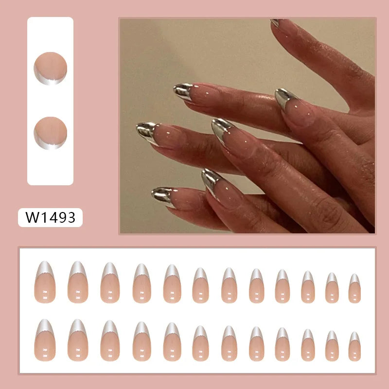 24pcs Pink Gradient Press-On Nails – Yellow Flower Design, Glossy Finish, Reusable Full Cover