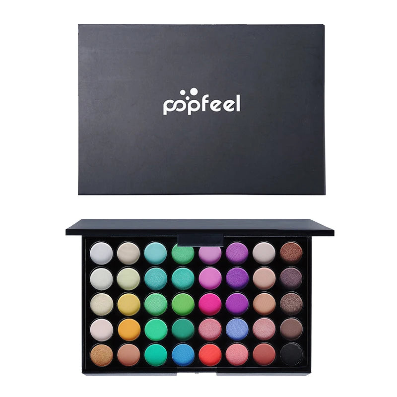 40-Color Long-Wear Eyeshadow Palette – Rich Brown & Pink Tones, Smooth Blend for All-Day Wear