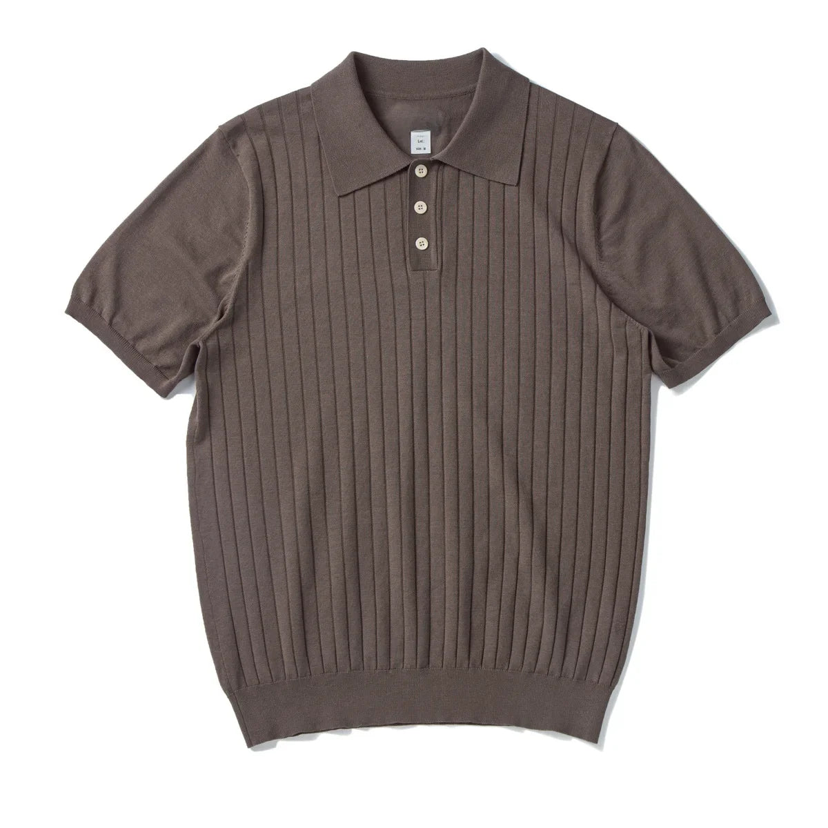 Men's High-End Italian Style Polo Shirt – Ribbed Knit, Vintage Lapel, Elegant Casual Wear