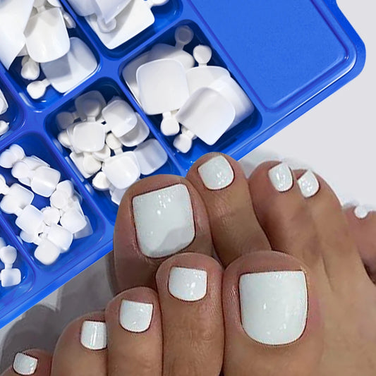 100pcs Natural White Press-On Toenails – Square Full Cover, Acrylic-Look False Nails