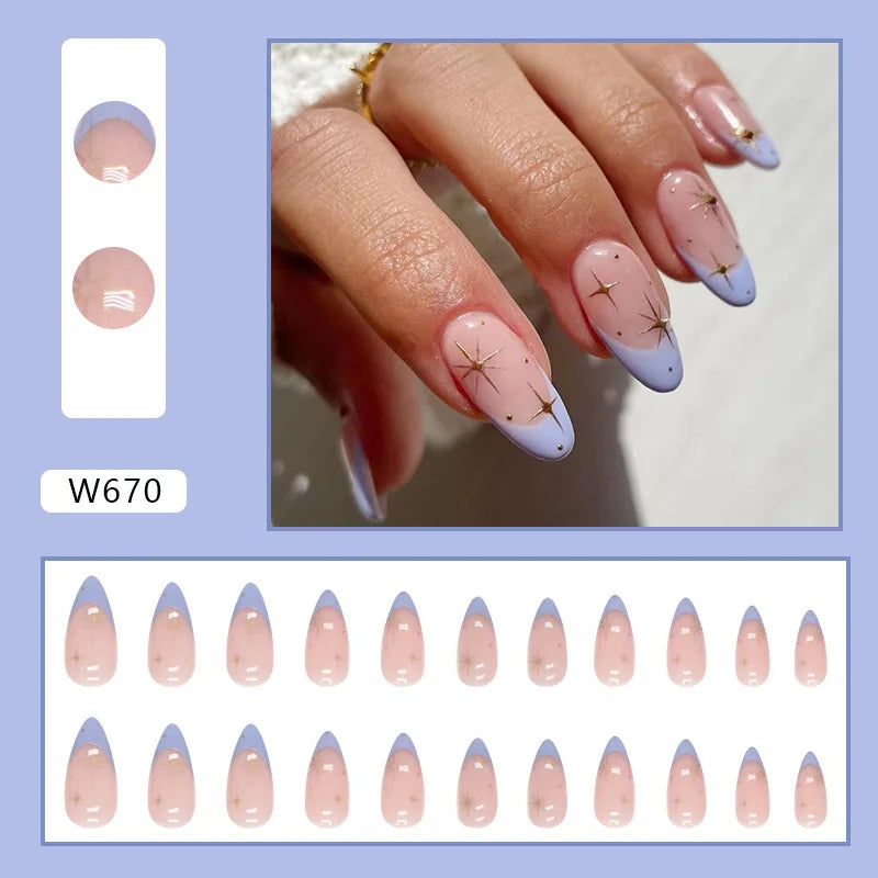 24pcs Pink Gradient Press-On Nails – Yellow Flower Design, Glossy Finish, Reusable Full Cover