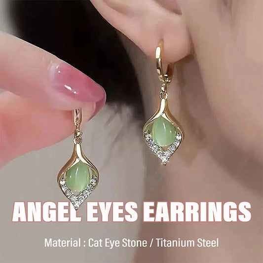 Angel Eyes Cat Eye Stone Earrings – Titanium Steel, Elegant Gift for Women