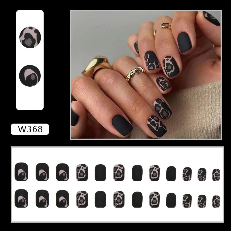 24pcs Pink Gradient Press-On Nails – Yellow Flower Design, Glossy Finish, Reusable Full Cover