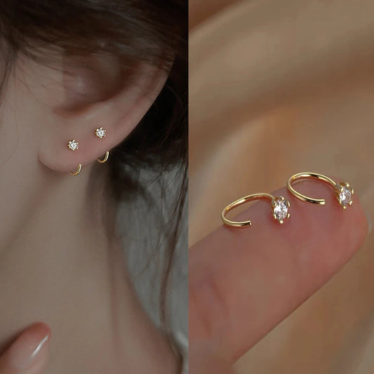 Minimalist Zircon Stud Earrings – Elegant Design for Teens & Adults, Perfect for Party or Wedding