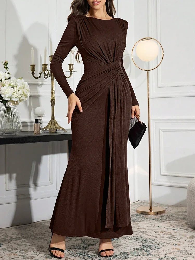 Rafiah Women's Asymmetrical Jalabiya Dress – Burgundy