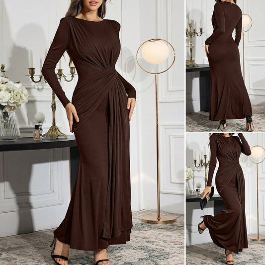 Rafiah Women's Asymmetrical Jalabiya Dress – Burgundy