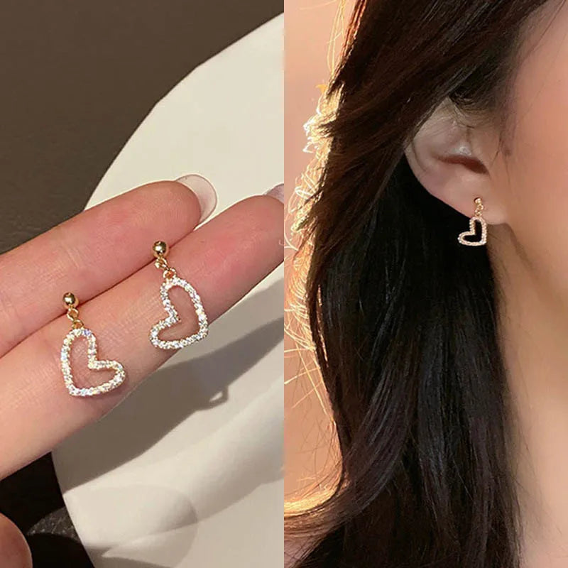 Elegant Cross Stud Earrings – Crystal Accents, Korean Style Fashion Jewelry for Women