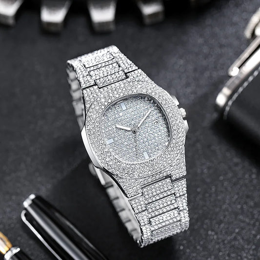 Classic Silver Steel Men’s Watch – Large Dial, Calendar Display, Premium Quartz Movement