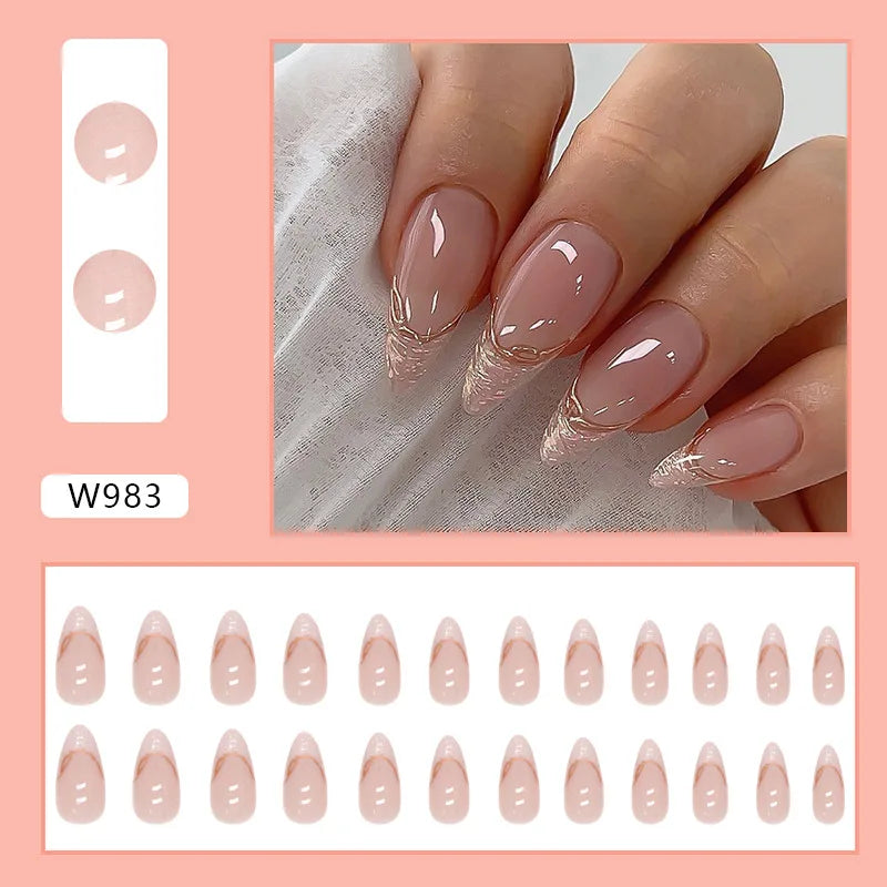 24pcs Pink Gradient Press-On Nails – Yellow Flower Design, Glossy Finish, Reusable Full Cover