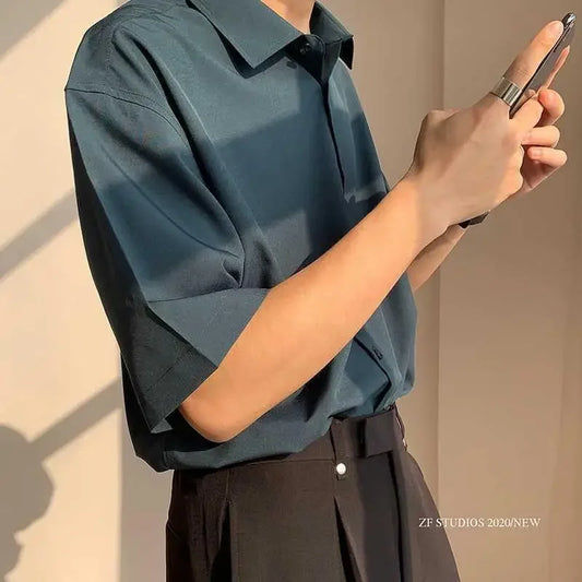 Man's Sleeve Ink Green Shirt – Korean Style