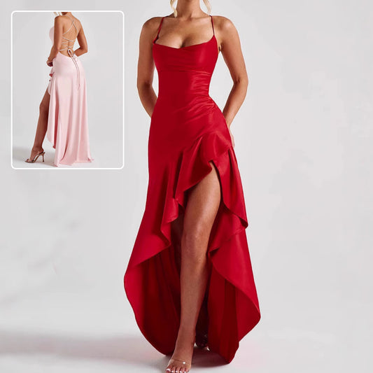 Women’s Backless Ruffle Maxi Dress
